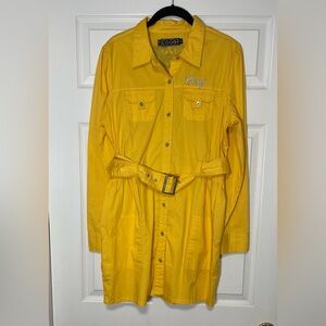 Coogi Women’s Shirtdress Belted Trench Style Studded
Embellished Yellow Size XL